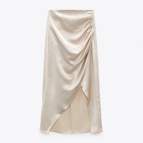 Zara * Satin Effect Midi Skirt - Picture 8 of 10